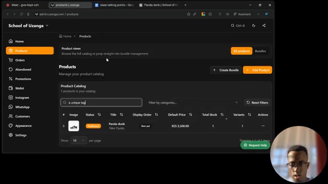 Use the website search bar and type the unique tag you added