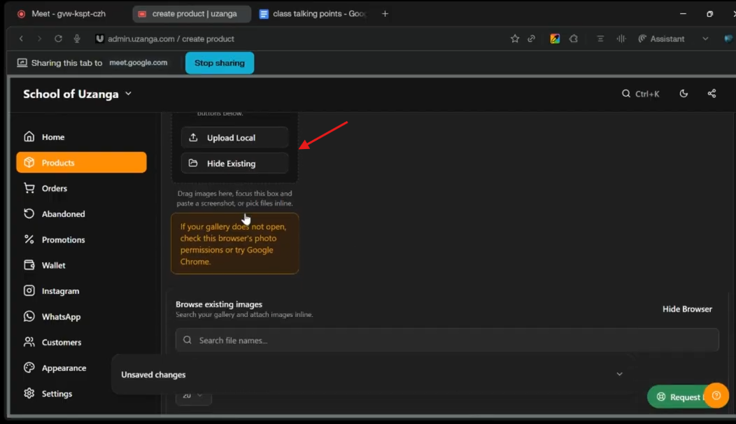 uploading photos of your product