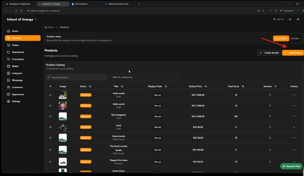 click add product