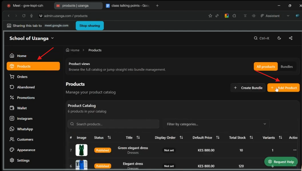 accessing the product form