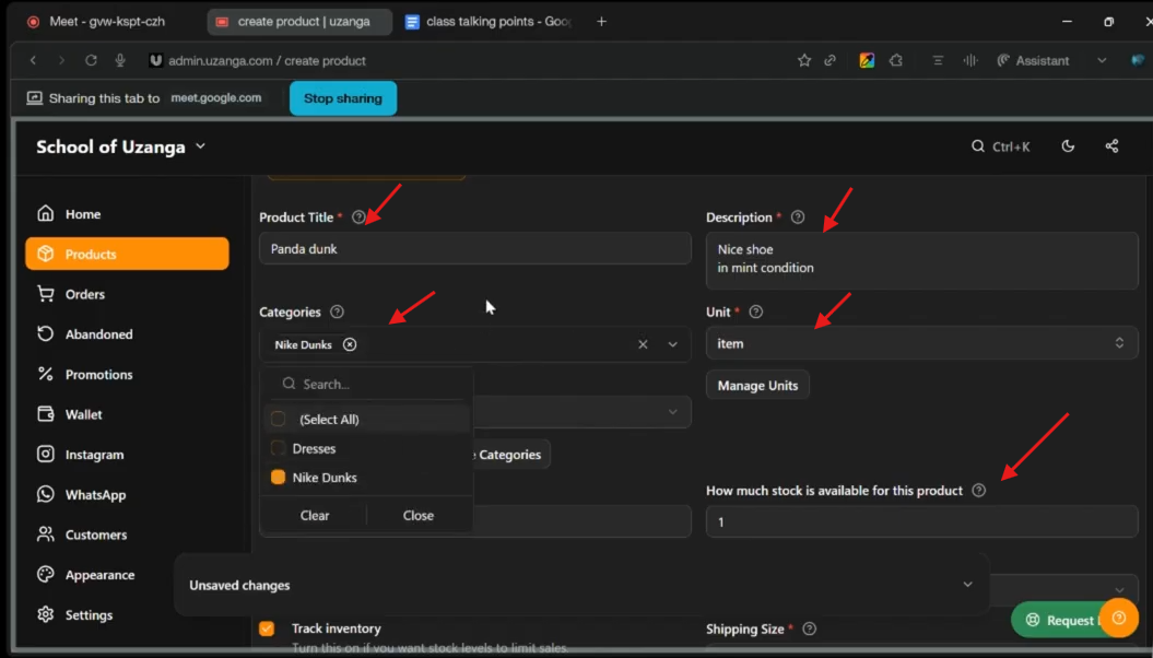 Fill the marked fields on the form